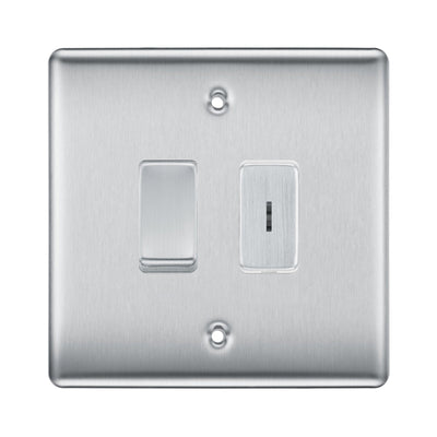 BG Brushed Steel 2 Gang 2 Way Single Pole Key Switch with 2 Way Single Pole Switch by British General (BG-NEXUS-BS-2G-1x-KS-1x-SP)