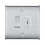 BG Brushed Steel 2 Gang 2 Way Single Pole Key Switch with 2 Way Single Pole Switch by British General (BG-NEXUS-BS-2G-1x-KS-1x-SP)