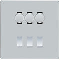 BG Screwless Polished Chrome 6 Gang Switch 3x Trailing Edge LED Dimmer 3x Intermediate Custom Grid Switch