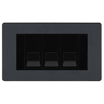 BG Evolve Matt Grey 3 Gang IDC Secondary Telephone Socket - Black Insert by British General (BG-PCDMGBTS3B)