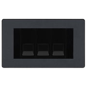 BG Evolve Matt Grey 3 Gang IDC Secondary Telephone Socket - Black Insert by British General (BG-PCDMGBTS3B)