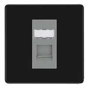 BG Screwless Matt Black Single 1 Gang RJ45 Data Socket FFBRJ451G Grey Insert by British General