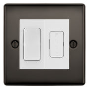 BG Nexus Black Nickel 2 Way Light Switch & 13A Fused Spur Plate | White Insert