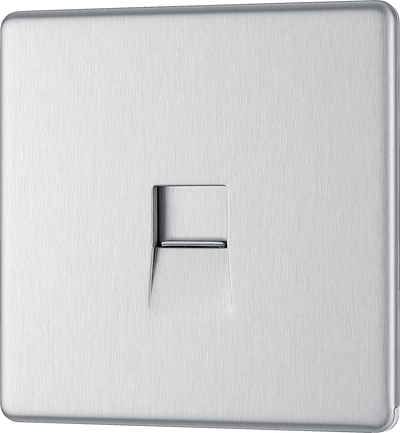 BG FBSRJ111 Nexus Screwless Flat-Plate Single RJ11 Data Outlet Brushed Steel