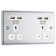 BG NPC24U44W Nexus Metal Polished Chrome 2 Gang 13A 4x USB-A 4.2A - White Insert by British General (BG-NPC24U44W-Shopify-SA_1)