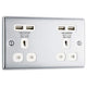 BG NPC24U44W Nexus Metal Polished Chrome 2 Gang 13A 4x USB-A 4.2A - White Insert