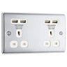 BG NPC24U44W Nexus Metal Polished Chrome 2 Gang 13A 4x USB-A 4.2A - White Insert by British General (BG-NPC24U44W-Shopify-SA_1)