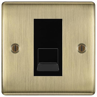 BG Nexus Antique Brass Single RJ11 Telephone Socket NABRJ111 - Black Insert by British General (BG-NABRJ111B)