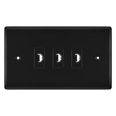 BG Nexus Metal Matt Black 3 Gang Flex Outlet Socket