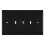 BG Nexus Metal Matt Black 3 Gang Flex Outlet Socket by British General (BG-NEXUS-MB-3G-FLEX-OUTLET-SOCKET)