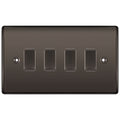 BG Black Nickel 4 Gang Light Switch 2x Intermediate 2x 2 Way Custom Switch