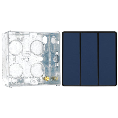 BG Evolve Matt Blue 2 Way Triple Edge to Edge Rocker Switch PCDDB43EB with 35mm Steel Back Box