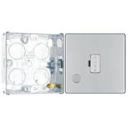 BG Screwless Polished Chrome 13A Unswitched Spur + Cable Outlet FPC55 with 25mm Steel Back Box