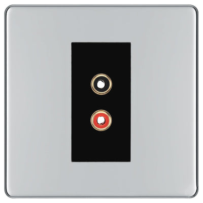 BG Screwless Polished Chrome Euro Module RCA X 2 Outlet FPCRCA2B by British General (BG-FPCRCA2B)