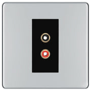 BG Screwless Polished Chrome Euro Module RCA X 2 Outlet FPCRCA2B by British General (BG-FPCRCA2B)