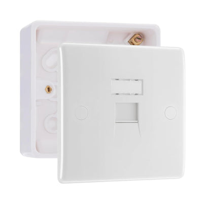 BG Electrical Singel RJ45 Telephone Socket (Screw) & 32mm Pattress Back Box by British General (BG-8RJ45/1+891)