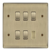 BG Antique Brass 5G Intermediate Custom Grid Light Switch with Back Box Included by British General (BG-NEXUS-AB-5G-CUSTOM-5X INT SWITCH)