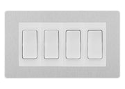 BG Evolve Brushed Steel 4 Gang 20AX 2-Way Switch Custom Grid - White Insert by British General (BG-EVOLVE-BS-4G-COMBO-4x-2WAY-WH)