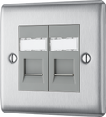 BG NBSRJ452 Nexus Metal Brushed Steel 2 Gang RJ45 Data Outlet