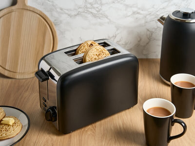 2 Slice Toaster (Chelmsford / THT-8016A) in Black & Polished Steel - UK Plug