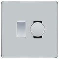 BG Polished Chrome Screwless Flat Plate 2 Gang Light Switch 1x Trailing Edge LED Dimmer 1x 2 Way Custom Switch