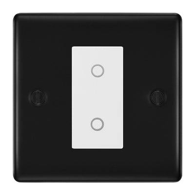 BG Nexus Matt Black Single Secondary Touch Dimmer Switch - White Insert by British General (BG-EMTDSW+NFBEMS1)