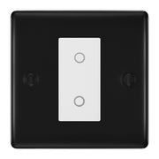 BG Nexus Matt Black Single Secondary Touch Dimmer Switch - White Insert by British General (BG-EMTDSW+NFBEMS1)