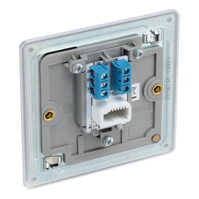 BG Screwless Polished Chrome 1 Gang Secondary Telephone Socket FPCBTS1 with 25mm Steel Back Box