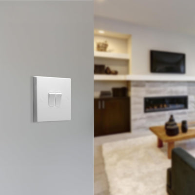 BG 942 Moulded Square Edge | White | 2 Gang 10AX 2 Way Plate Switch by British General (BG-942)