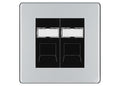 BG Screwless Polished Chrome 2 Gang RJ45 Data Socket FPCRJ452B Black Inserts