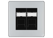 BG Screwless Polished Chrome 2 Gang RJ45 Data Socket FPCRJ452B Black Inserts by British General (BG-FPCRJ452B)