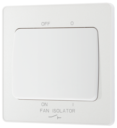 PCDCL15W Front - This Evolve pearlescent white 10A triple pole fan isolator switch from British General provides a safe and simple method of isolating mechanical fan units.