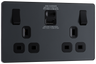 BG PCDMG22UAC30B Matt Grey Evolve 2 Gang 13A 1x A 27W 1x C 30W-Black Insert by British General (BG-PCDMG22UAC30B-Shopify-SA_1)