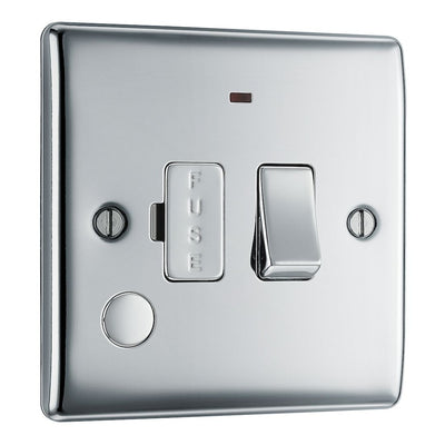 BG Nexus Polished Chrome 13A Flex Output Neon Switched Fused Connection Unit NPC53 with 35mm Steel Back Box