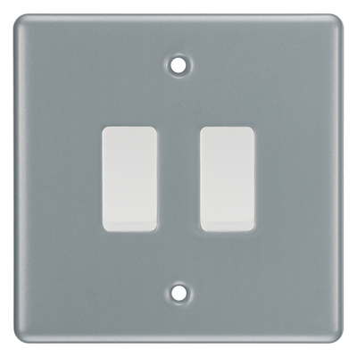 BG Metal Clad 2 Gang Light Switch in Double Format Custom Grid