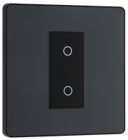 BG Evolve PCDMGTDM1B Matt Grey 1 Gang 200W Edge Dimmer - Black Insert by British General (BG-PCDMGTDM1B-Shopify-SA_1)