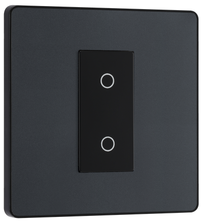 BG Evolve PCDMGTDM1B Matt Grey 1 Gang 200W Edge Dimmer - Black Insert by British General (BG-PCDMGTDM1B-Shopify-SA_1)