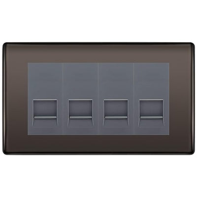 BG Nexus Black Nickel 4 Gang IDC Secondary Telephone Socket - Grey Insert by British General (BG-NBNBTS4G)