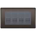 BG Nexus Black Nickel 4 Gang IDC Secondary Telephone Socket - Grey Insert