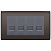 BG Nexus Black Nickel 4 Gang IDC Secondary Telephone Socket - Grey Insert by British General (BG-NBNBTS4G)