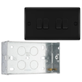 BG Nexus Matt Black 4 Gang 20A 16AX 2 Way Light Switch NFB44 with 35mm Steel Back Box