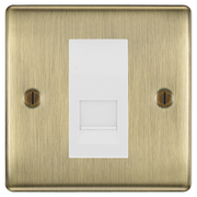 BG Nexus Antique Brass Single Secondary Telephone Socket, Screw Terminal - White Insert by British General (BG-NABEMS1+EMBTSSW)