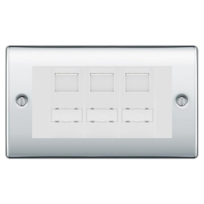BG Nexus Polished Chrome 3 Gang RJ45 CAT6 Data Socket White Inserts by British General (BG-NPCRJ453C5EW)