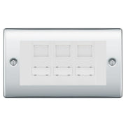 BG Nexus Polished Chrome 3 Gang RJ45 CAT6 Data Socket White Inserts by British General (BG-NPCRJ453C5EW)