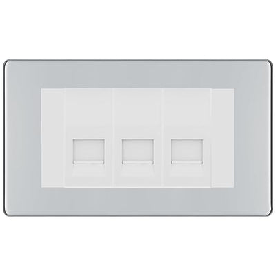BG Screwless Polished Chrome 3 Gang IDC Secondary Telephone Socket - White Insert by British General (BG-FPCBTS3W)