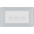 BG Screwless Polished Chrome 3 Gang IDC Secondary Telephone Socket - White Insert