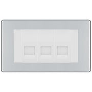 BG Screwless Polished Chrome 3 Gang IDC Secondary Telephone Socket - White Insert by British General (BG-FPCBTS3W)