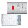 BG Nexus Brushed Steel DP Cooker + Socket + Neon NBS70W with 25mm Steel Back Box by British General (BG-NBS70W+HGS04)