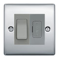 BG Nexus Polished Chrome 2 Way Light Switch & 13A Fused Spur Plate | Grey Insert