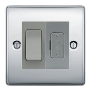 BG Nexus Polished Chrome 2 Way Light Switch & 13A Fused Spur Plate | Grey Insert
